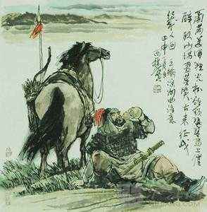 葡萄美酒夜光杯，欲饮琵琶马上催。 醉卧沙场君莫笑，古来征战几人回？